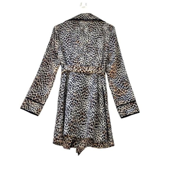 Twenty One Leopard Satin Double Breasted Trench Coat Jacket M - Picture 4 of 10